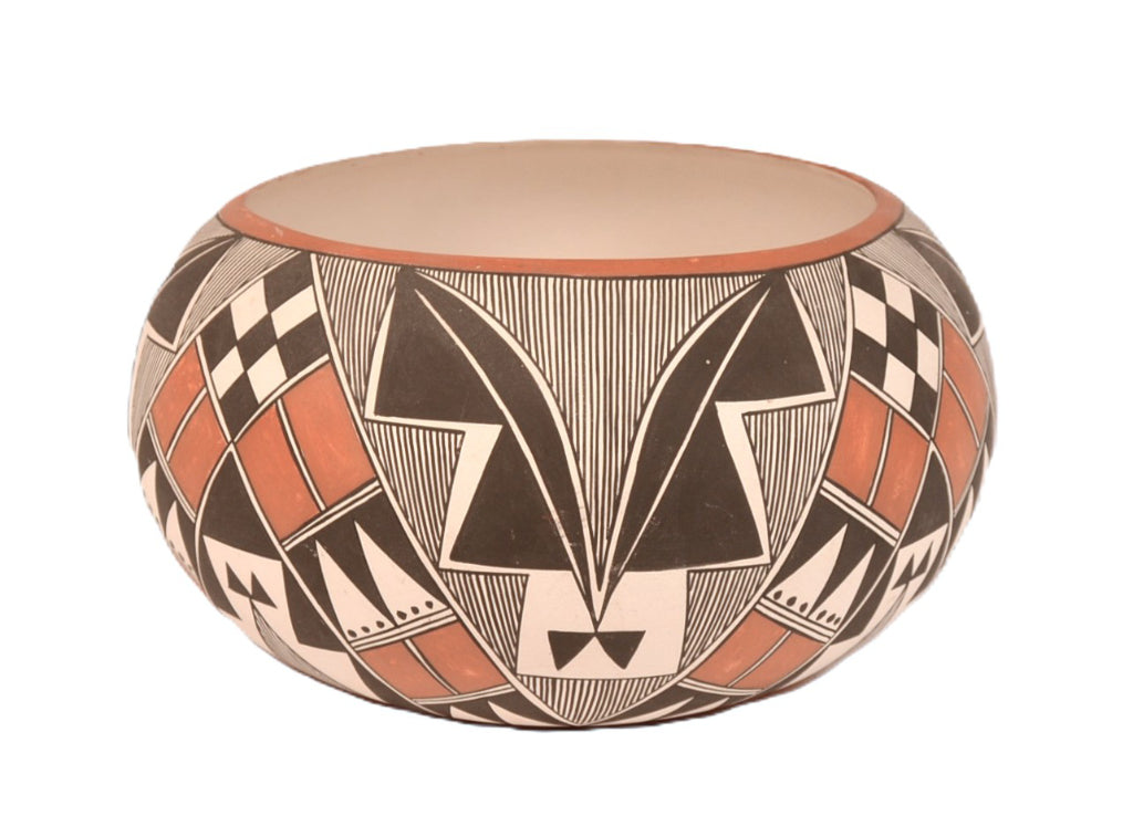 Acoma Pueblo Polychrome Pottery Large Bowl By Virginia Victorino