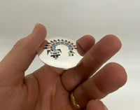 Round Zuni Inlay Rainbow Dancer Pin / Pendant Fine Work by H.L. Lanyate