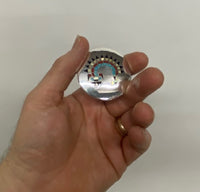 Round Zuni Inlay Rainbow Dancer Pin / Pendant Fine Work by H.L. Lanyate