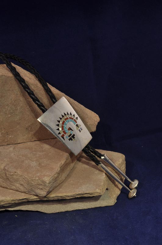 Zuni Pueblo Indian BUCKLE and BOLO Inlay Set By H. L. Lanyate