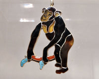Fine Zuni Gorilla Inlay Pendant on Sterling Silver beaded necklace