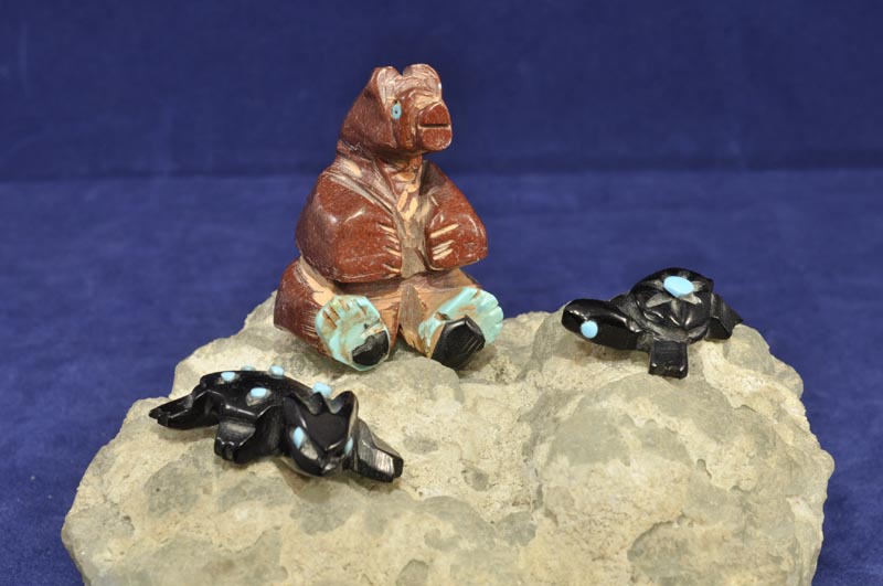 Zuni Fetish; Multiple Fetishes on Stone