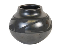Maria and Santana Gunmetal Geometric Black-on-Black Pottery Jar