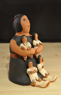 Jemez Pueblo Indian Storyteller with Four Children signed R.D.