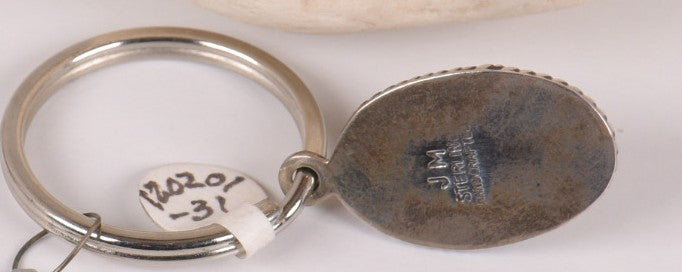Southwestern Key Ring ; Sterling Silver and Turquoise Setting
