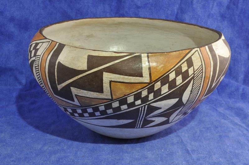 Acoma Pueblo Indian Historic Polychrome Pottery - Storage Bowl