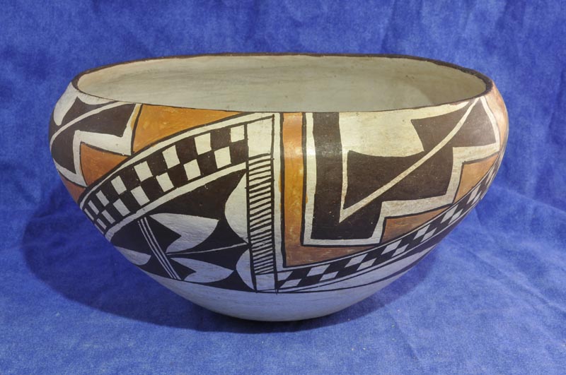 Acoma Pueblo Indian Historic Polychrome Pottery - Storage Bowl
