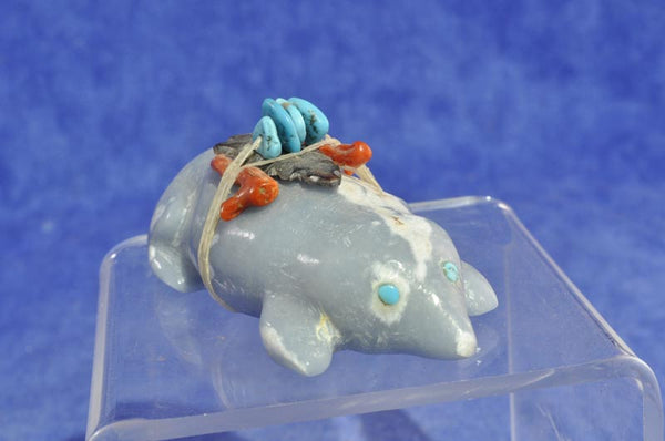 Zuni Fetish: Mole with Turquoise Eyes by Thelma and Aaron Sheche
