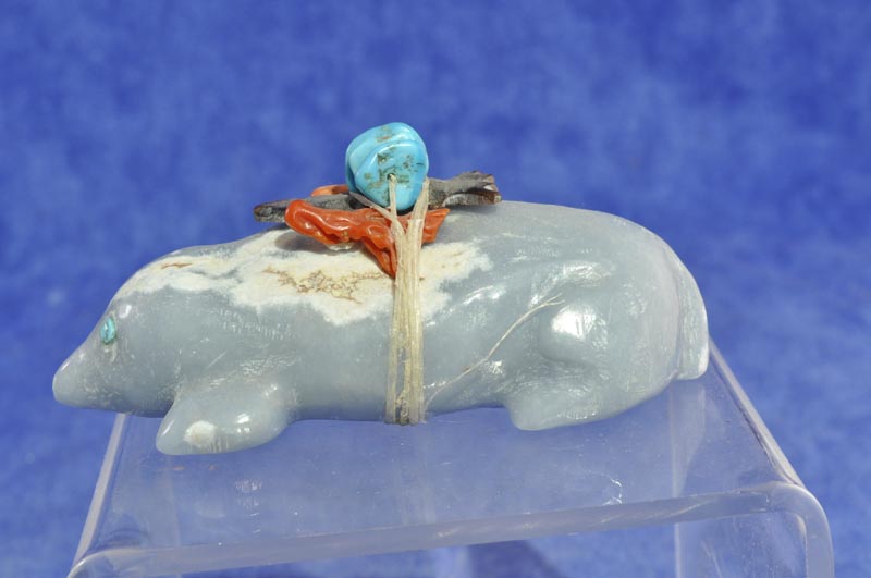 Zuni Fetish: Mole with Turquoise Eyes by Thelma and Aaron Sheche