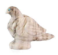Zuni Bird Fetish in Black and White Marble With Turquoise Eyes