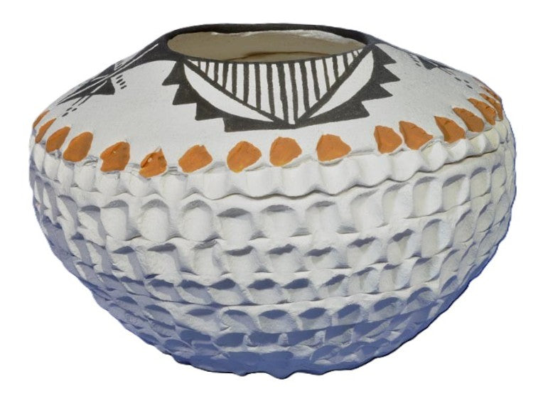 Acoma Polychrome Corrugated signed  "Norma Jean, Acoma NM"