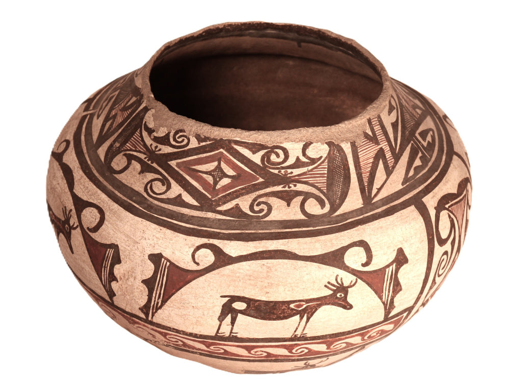 Historic Zuni Pueblo Poly-chrome Olla Pottery