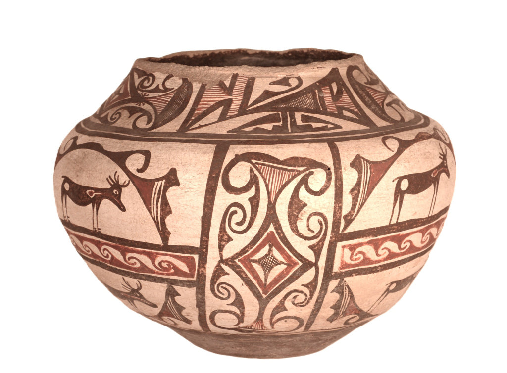 Historic Zuni Pueblo Poly-chrome Olla Pottery