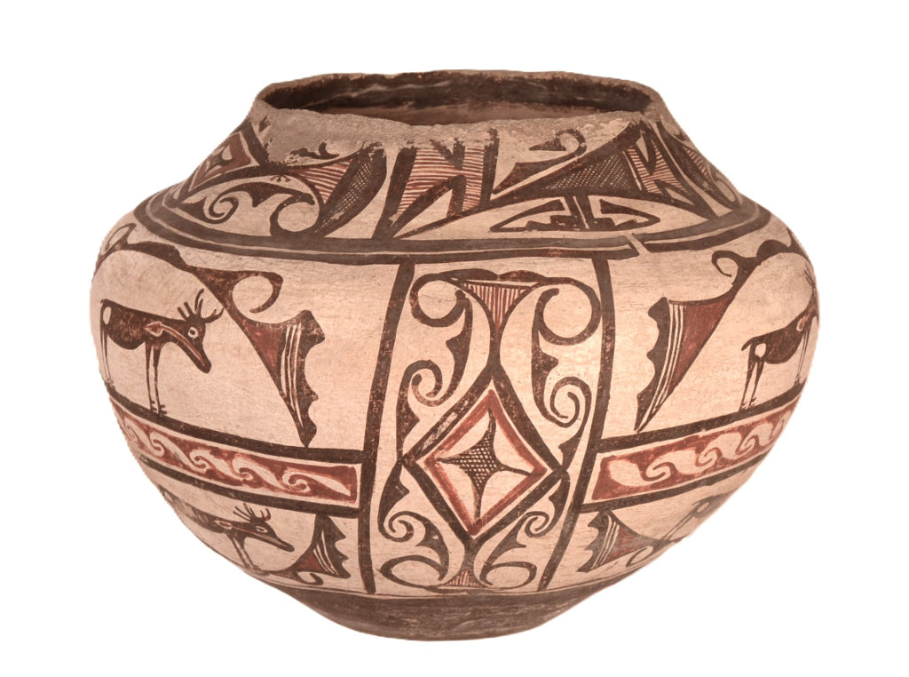 Historic Zuni Pueblo Poly-chrome Olla Pottery