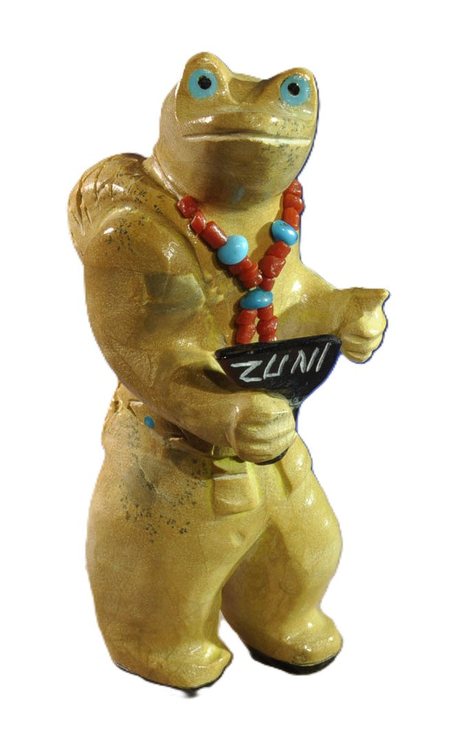 Zuni Frog Fetish in Travertine by Freddie Leekya