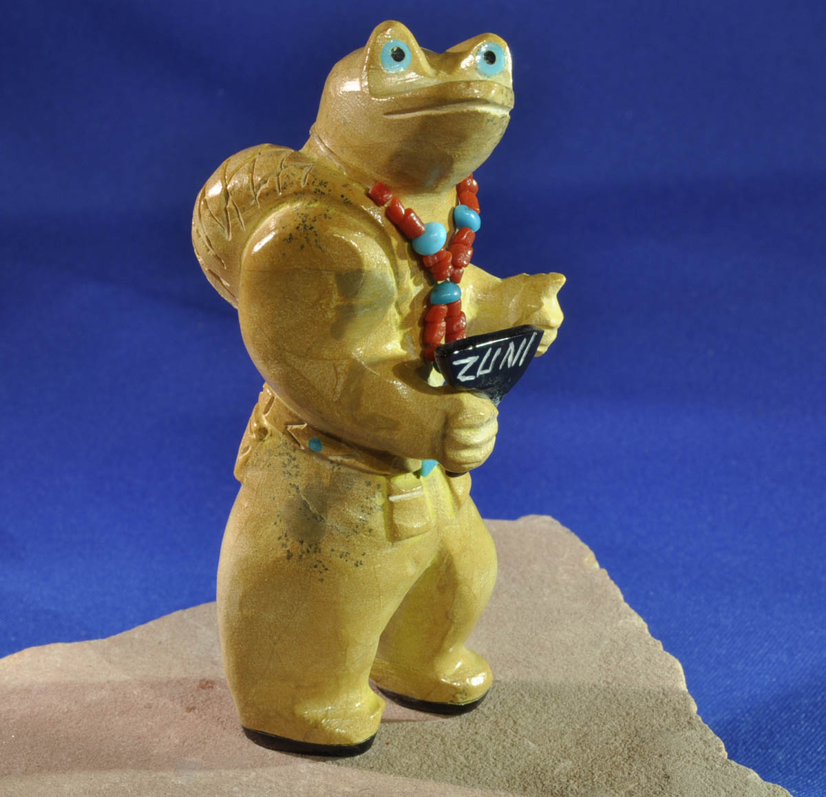 Zuni Frog Fetish in Travertine by Freddie Leekya