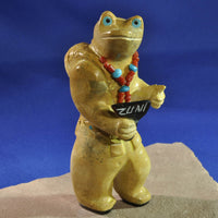 Zuni Frog Fetish in Travertine by Freddie Leekya