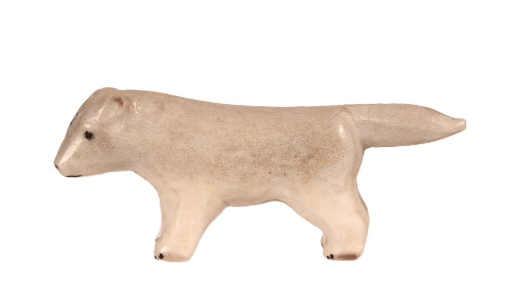 Inuit Antler White/Brown Wolf Fetish By E. Locktoo