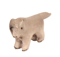 Inuit Antler White/Brown Wolf Fetish By E. Locktoo