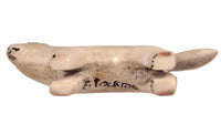 Inuit Antler White/Brown Wolf Fetish By E. Locktoo