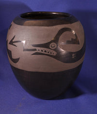San Ildefonso Pueblo pottery jar; Avaynu motif