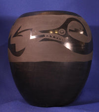 San Ildefonso Pueblo pottery jar; Avaynu motif