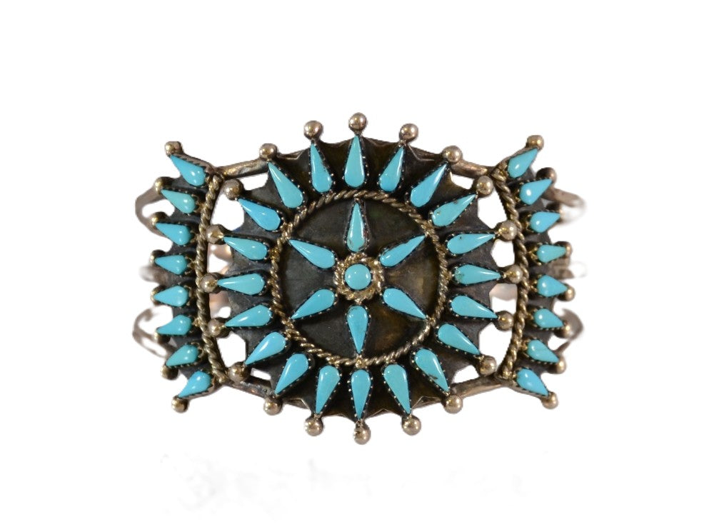 Navajo Bracelet, Cluster Star Cuff; Artist mark by Benson Yazzie