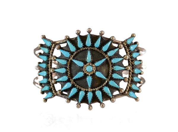 Navajo Bracelet, Cluster Star Cuff; Artist mark by Benson Yazzie
