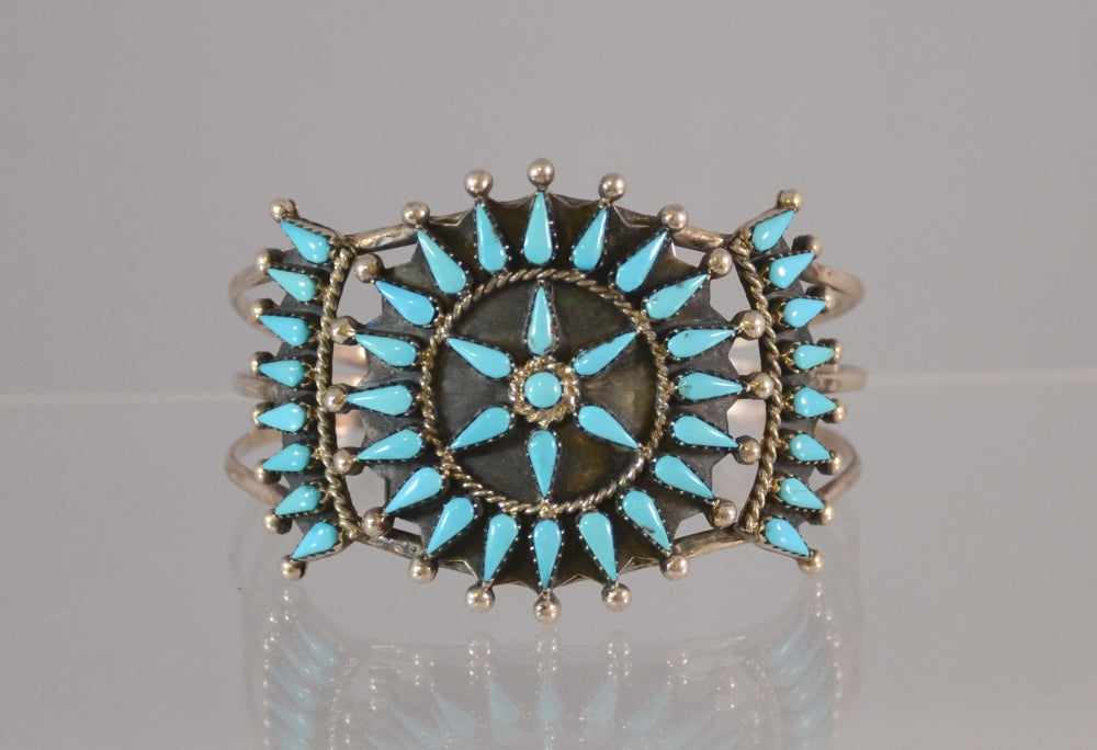 Navajo Bracelet, Cluster Star Cuff; Artist mark by Benson Yazzie