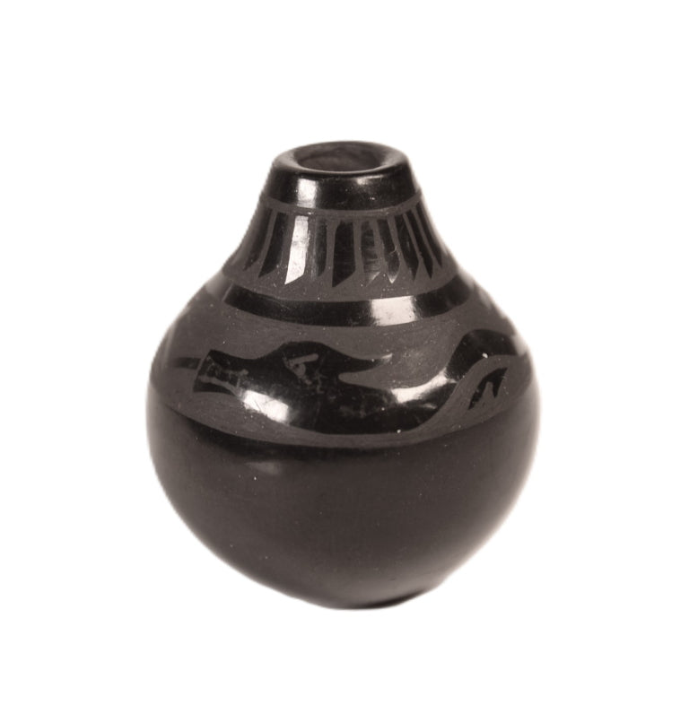 Santa Clara Pueblo Black on Black Miniature Pottery By Dolores Curran