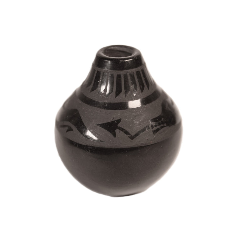 Santa Clara Pueblo Black on Black Miniature Pottery By Dolores Curran