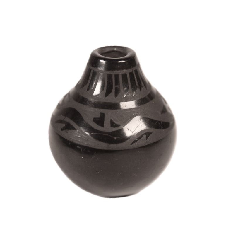 Santa Clara Pueblo Black on Black Miniature Pottery By Dolores Curran