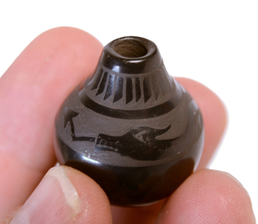 Santa Clara Pueblo Black on Black Miniature Pottery By Dolores Curran