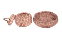 Papago Split Stitch Basket with Lid & Penobscot Split Stitch Pine Needle Basket Pair