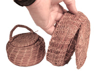 Papago Split Stitch Basket with Lid & Penobscot Split Stitch Pine Needle Basket Pair