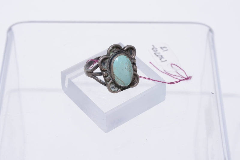 Navajo Sterling Silver Ring with Light Turquoise Setting