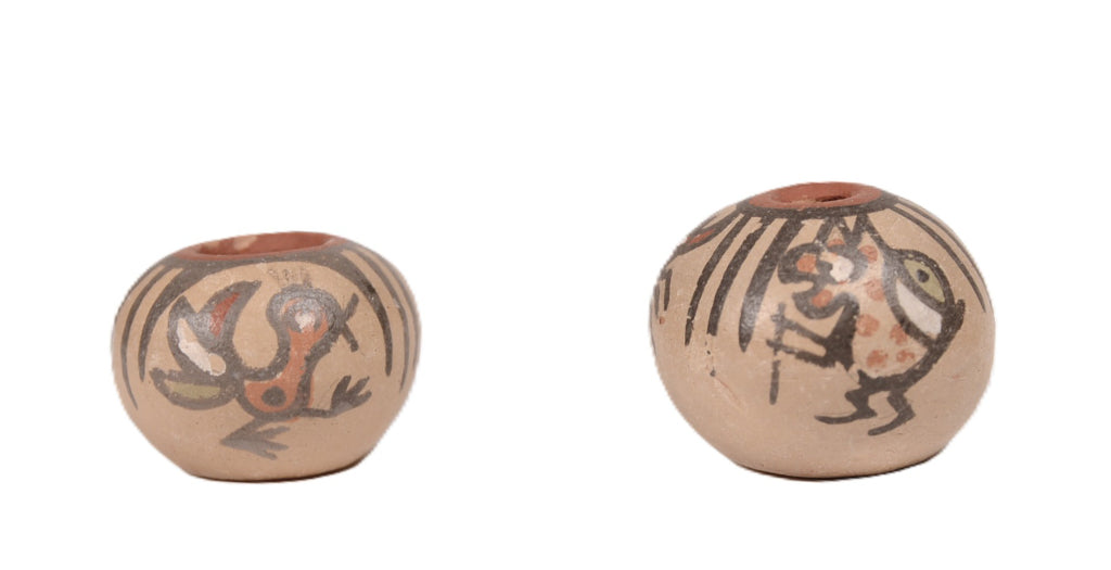 Santa Clara Pueblo Miniature Pottery By Margaret and Luther Gutierrez Pair of 2