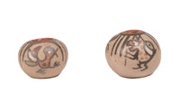 Santa Clara Pueblo Miniature Pottery By Margaret and Luther Gutierrez Pair of 2