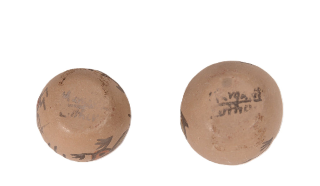 Santa Clara Pueblo Miniature Pottery By Margaret and Luther Gutierrez Pair of 2