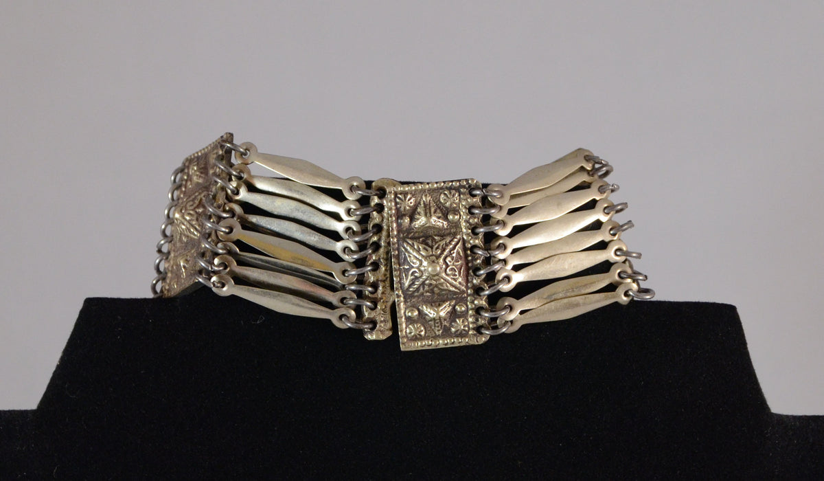 Vintage Sterling Silver Gold Plated Bracelet from Taxco, Mexico