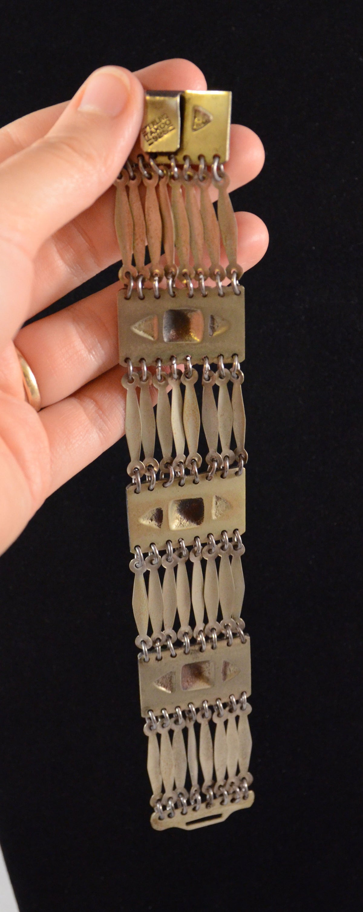 Vintage Sterling Silver Gold Plated Bracelet from Taxco, Mexico