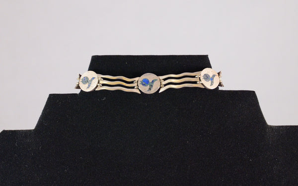 Taxco Sterling Silver and Inlay Bracelet