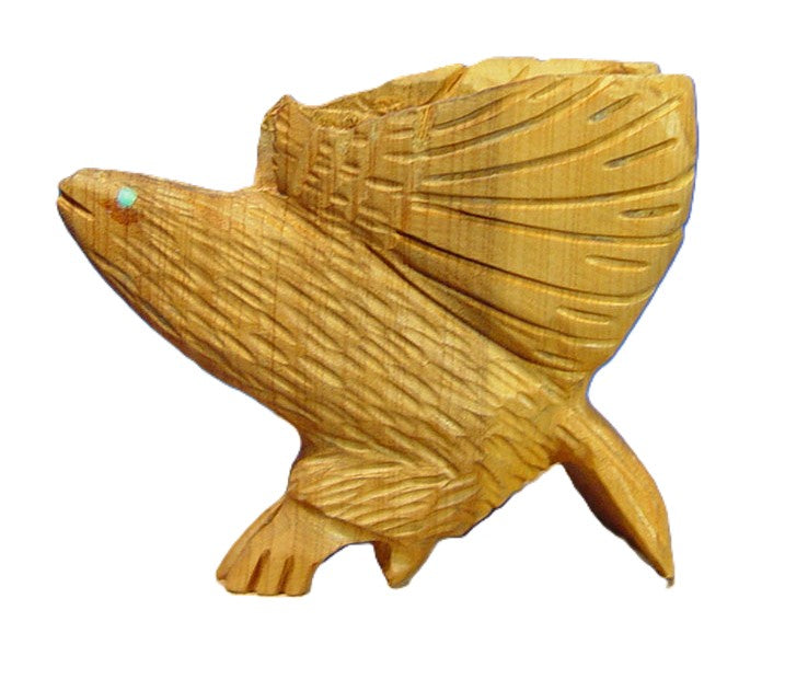 Zuni Eagle Fetish Made of Wood and With Turquoise Eyes