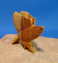 Zuni Eagle Fetish Made of Wood and With Turquoise Eyes