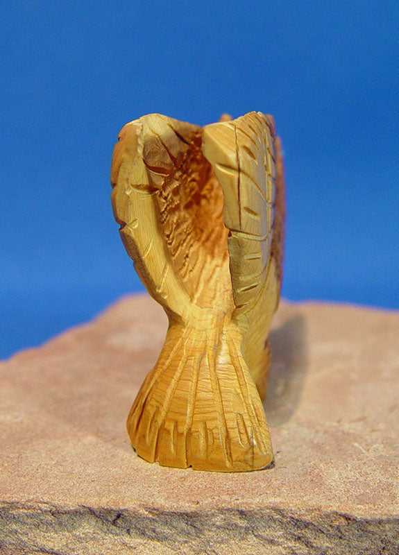 Zuni Eagle Fetish Made of Wood and With Turquoise Eyes