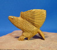 Zuni Eagle Fetish Made of Wood and With Turquoise Eyes