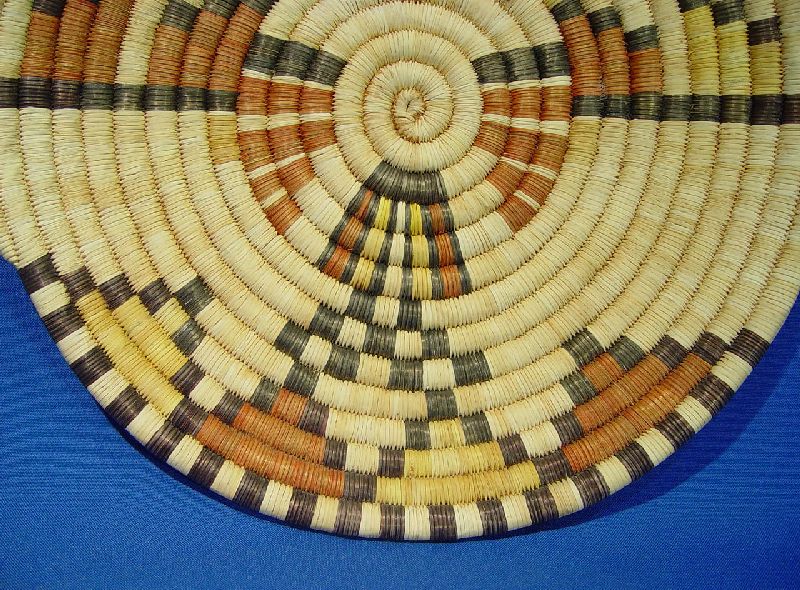 Hopi Pueblo Kachina Coiled Basket, Shalako Mana c 1970