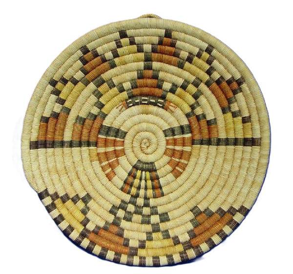 Hopi Pueblo Kachina Coiled Basket, Shalako Mana c 1970