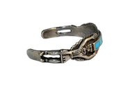 Zuni Turquoise Inlay Bracelet with Silver Eagle Dancers