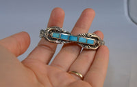 Zuni Turquoise Inlay Bracelet with Silver Eagle Dancers